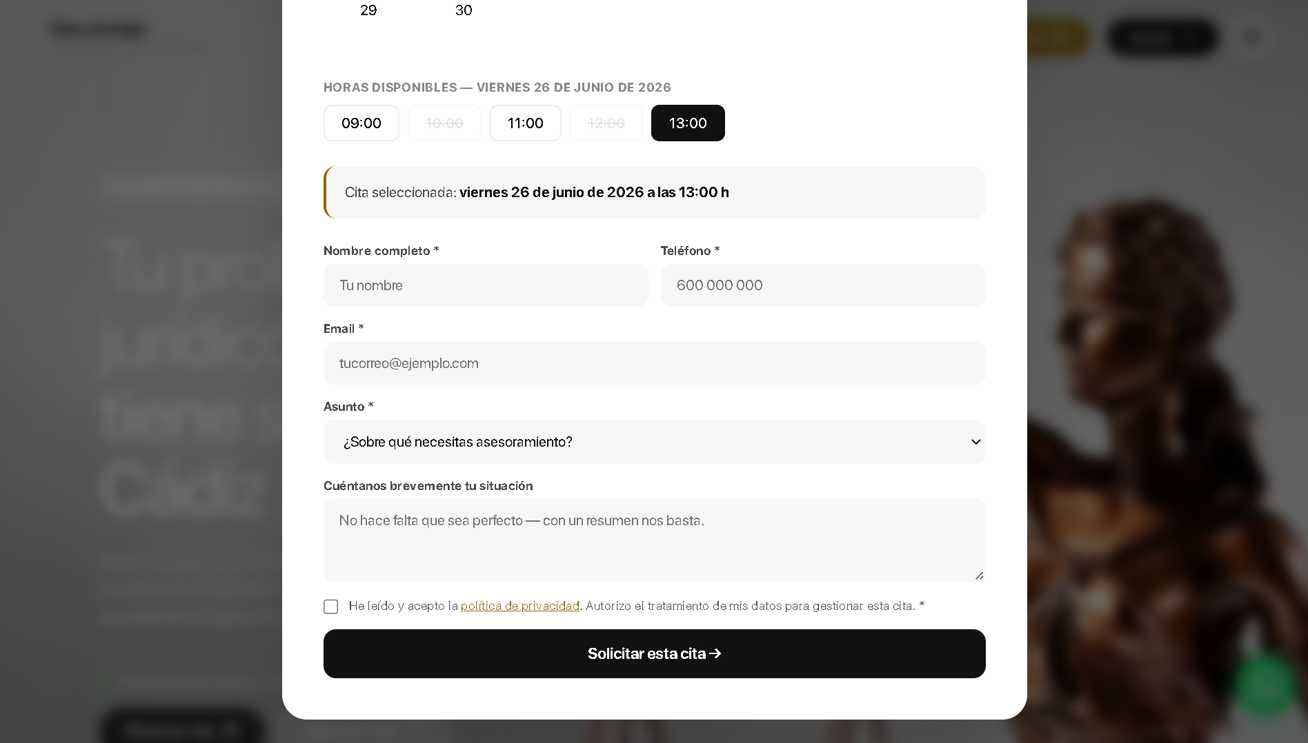 Web Clara Andújar — Reservas