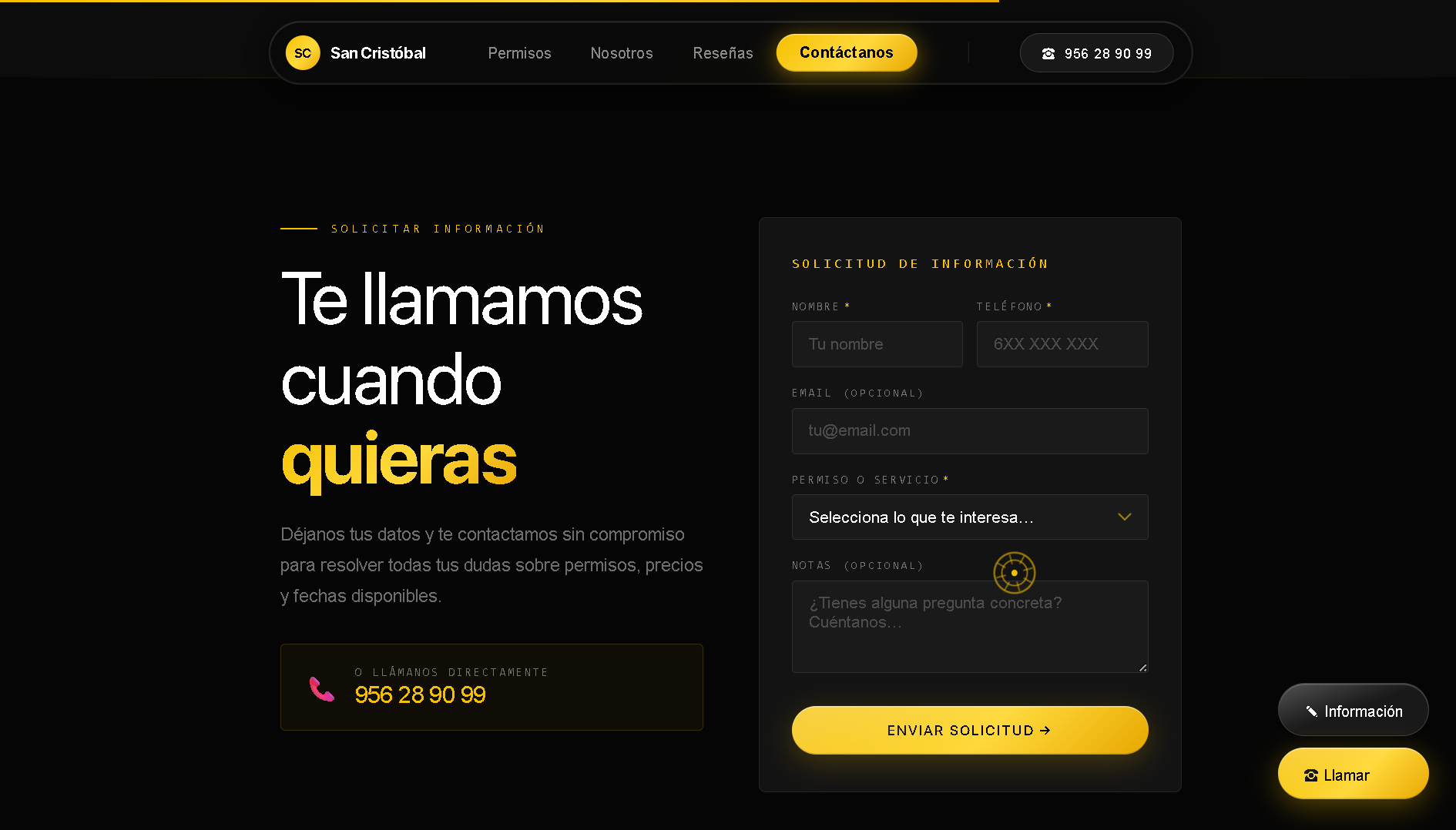 Web San Cristóbal — Reservas