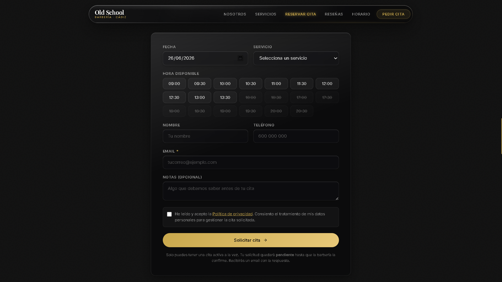 Web Old School — Reservas