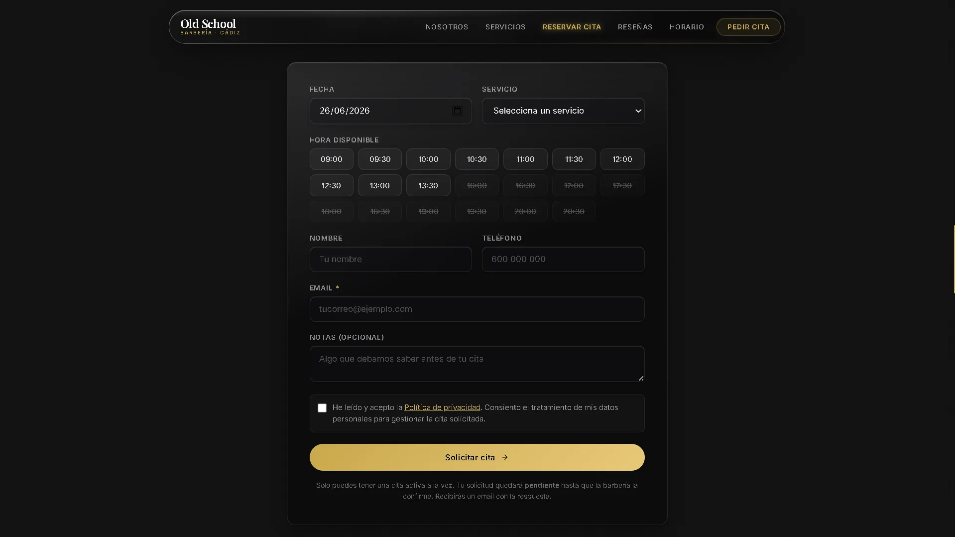 Web Old School — Reservas