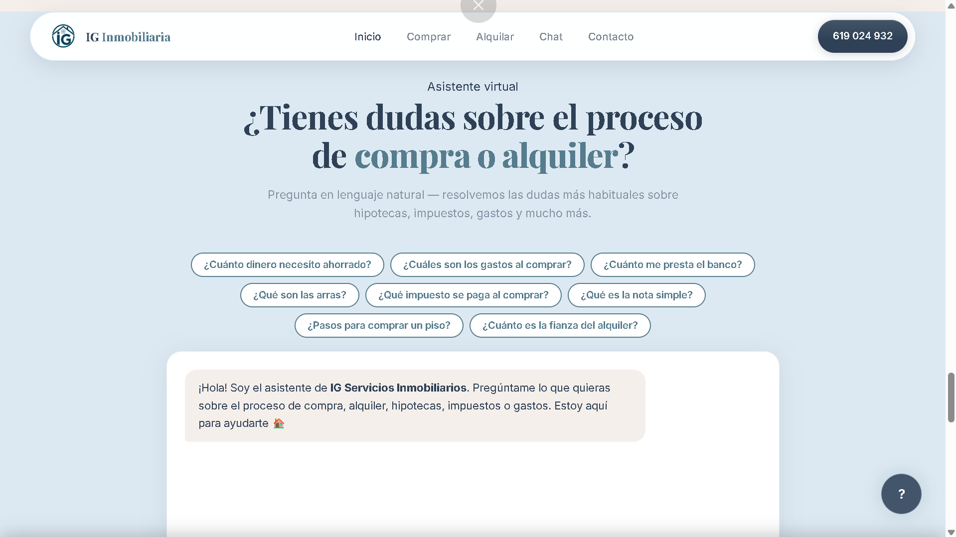 Web IG Inmobiliaria — Asistente