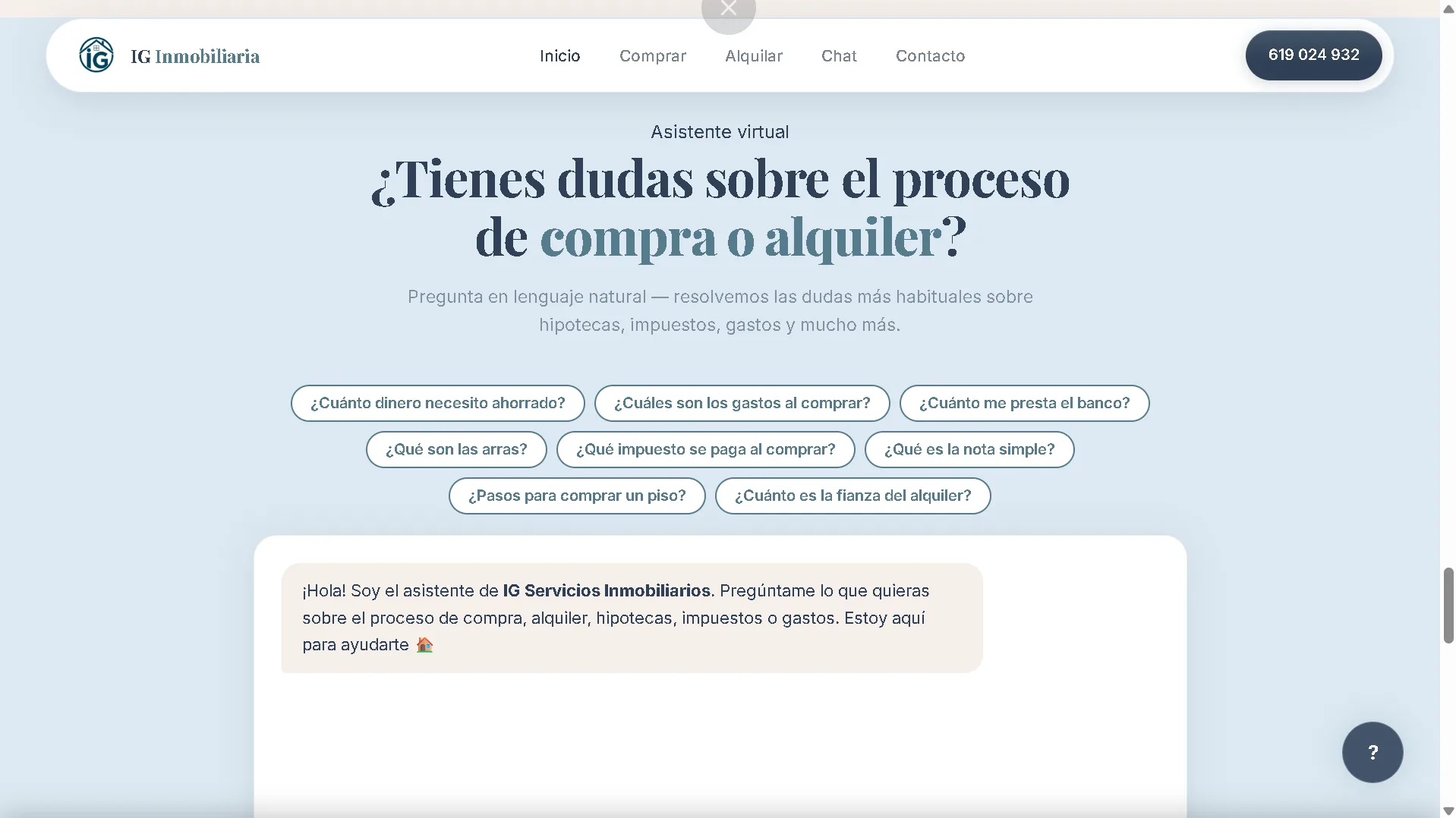 Web IG Inmobiliaria — Asistente